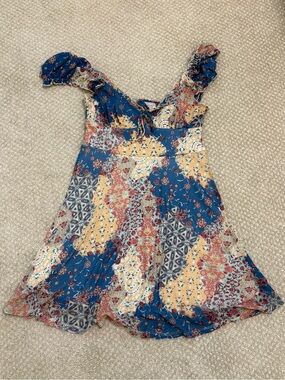 Urban Outfitters Girls' Blue Multi Patchwork Floral Dress